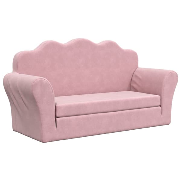 Bäddsoffa för barn 2-sits rosa mjuk plysch