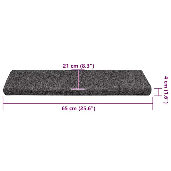 Trappmattor självhäftande 30 st 65x21x4 cm mörkgrå rektangulär kant