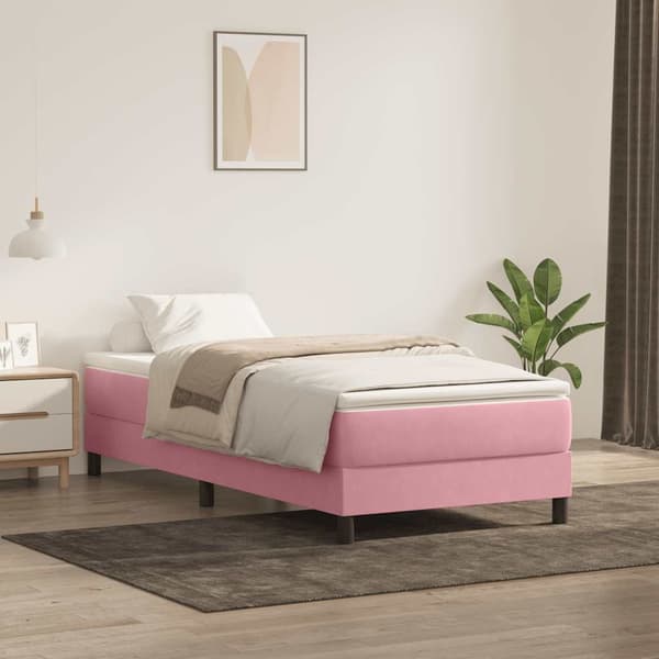 Resårsäng utan madrass rosa 100x210 cm sammet