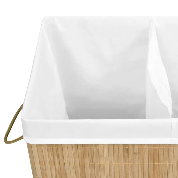 Tvättkorg bambu med 2 sektioner 100 L