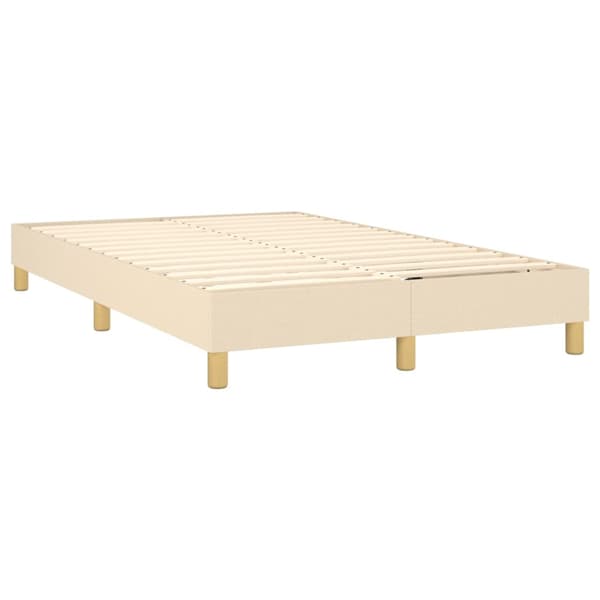 Ramsäng med madrass & LED gräddvit 120x200 cm tyg