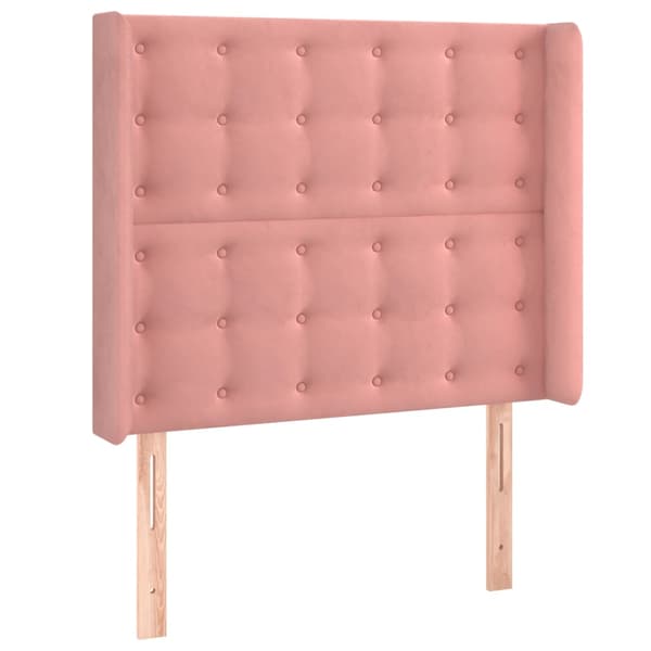 Sänggavel LED rosa 93x16x118/128 cm sammet