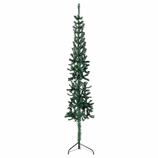 Smal halv plastgran med stativ grön 120 cm
