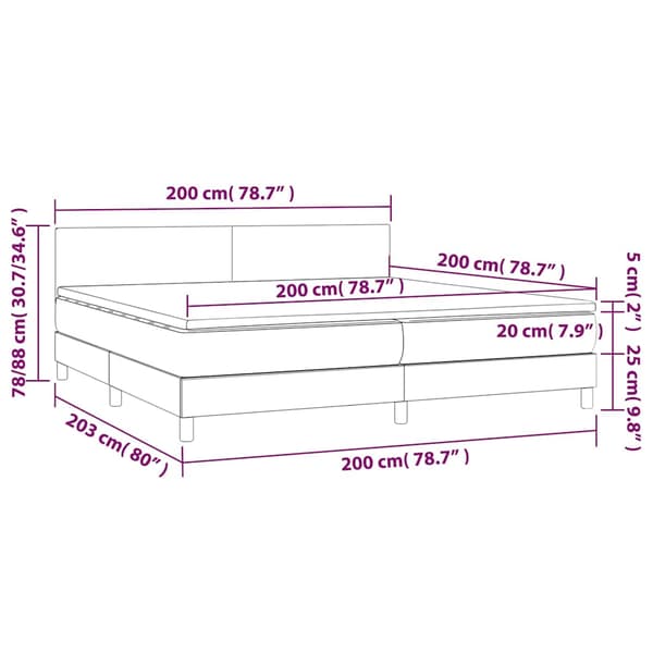 Ramsäng med madrass mörkblå 200x200 cm sammet