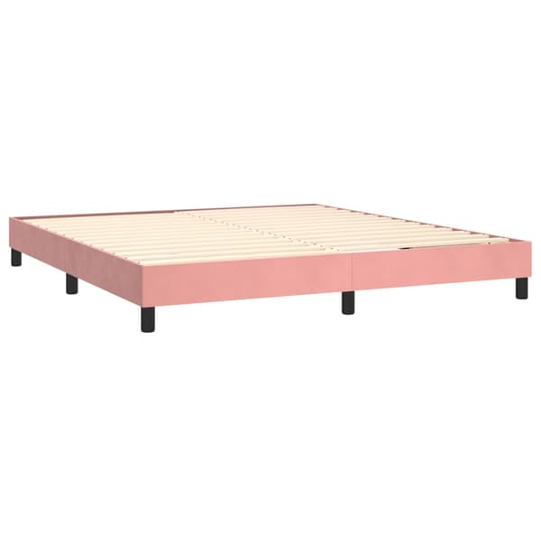 Ramsäng med madrass & LED rosa 160x200 cm sammet