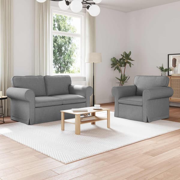 Soffset 2 pcs Ljusgrå 155 x 82 x 80 cm tyg