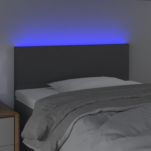 Sänggavel LED mörkgrå 100x5x78/88 cm tyg