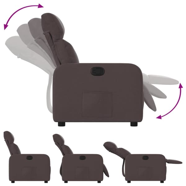 Reclinerfåtölj mörkbrun tyg