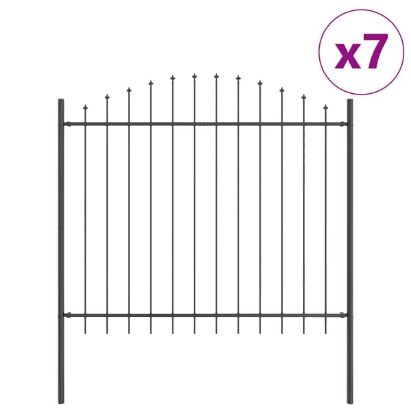 Trädgårdsstängsel 7 pcs Grå 170 x 190 cm Pulverlackerat stål