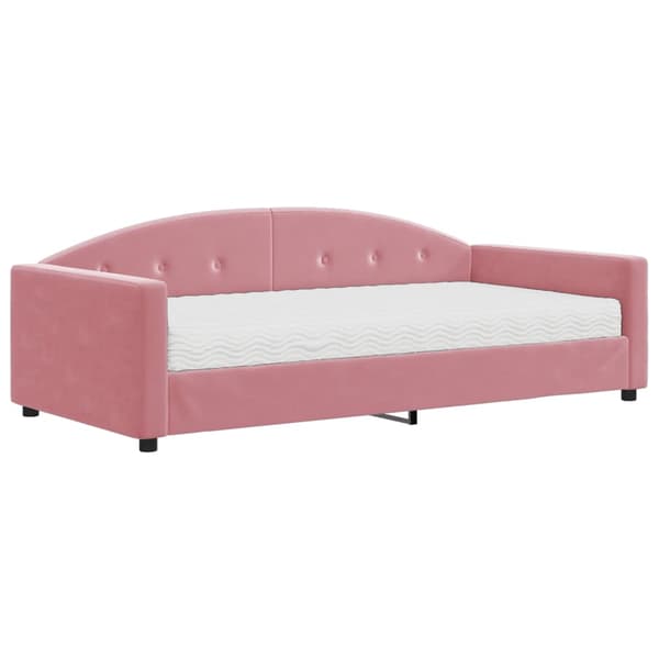 Dagbädd med madrass rosa 100x200 cm sammet
