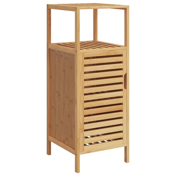Badrumsskåp med hylla 36x33x87 cm bambu