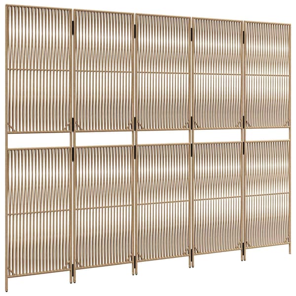 Rumsavdelare 5 paneler beige konstrottning