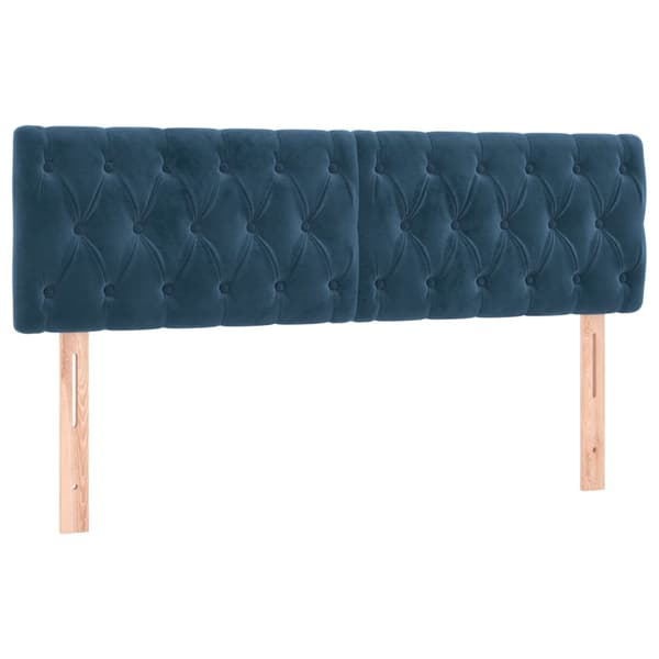 Ramsäng med madrass mörkblå 160x200 cm sammet