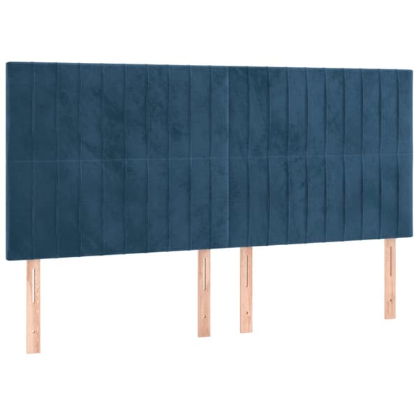 Ramsäng med madrass mörkblå 200x200 cm sammet