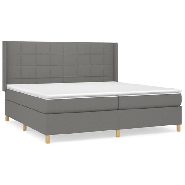 Ramsäng med madrass mörkgrå 200x200 cm tyg