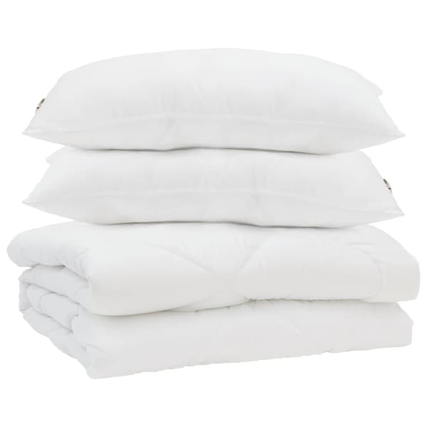 Duntäcke med kudde 3 pcs Vit Mikrofiber