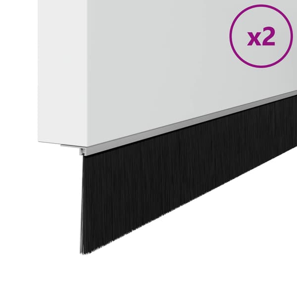 Självhäftande dörrborstlist 2 pcs Silver 100 cm