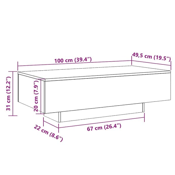 Soffbord vit 100x49,5x31 cm konstruerat trä