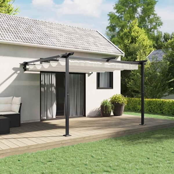 Paviljong 300 x 300 x 200 cm Gräddvit Polyester