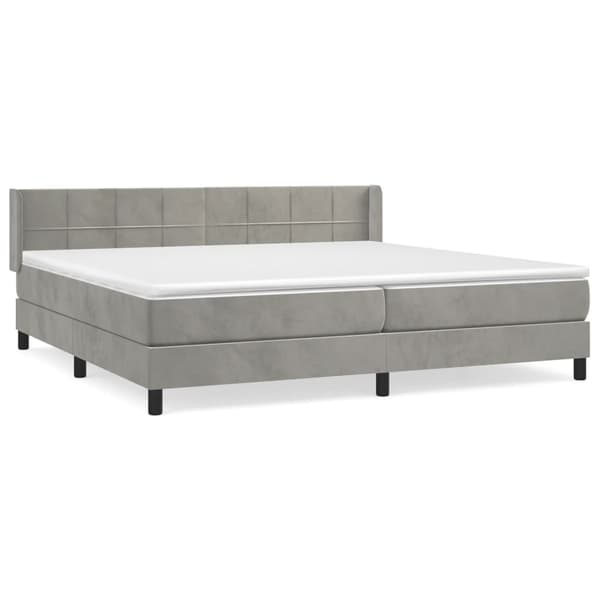 Ramsäng med madrass ljusgrå 200x200 cm sammet