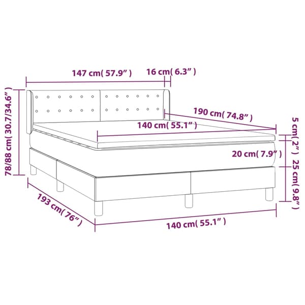 Ramsäng med madrass vit 140x190 cm konstläder
