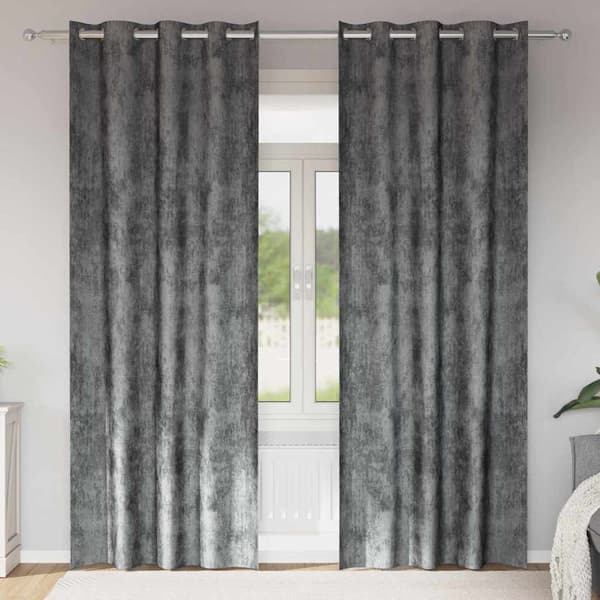 Sammetsgardiner 2 st Grå 245 x 140 cm Sammet