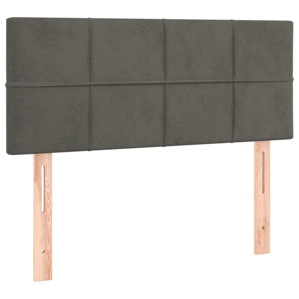Sänggavel LED mörkgrå 100x5x78/88 cm sammet