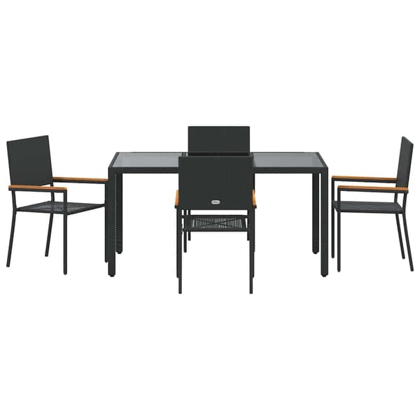 Trädgårdsmöbelset 5 pcs Svart konstrotting