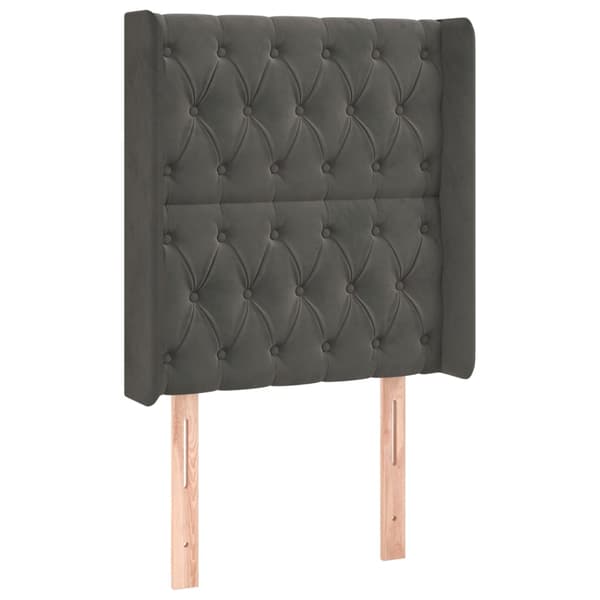 Ramsäng med madrass & LED mörkgrå 80x200 cm sammet
