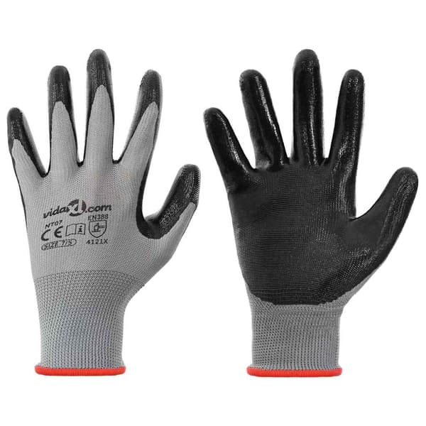 Arbetshandskar 24 pcs Grå och svart 7 / S Polyester