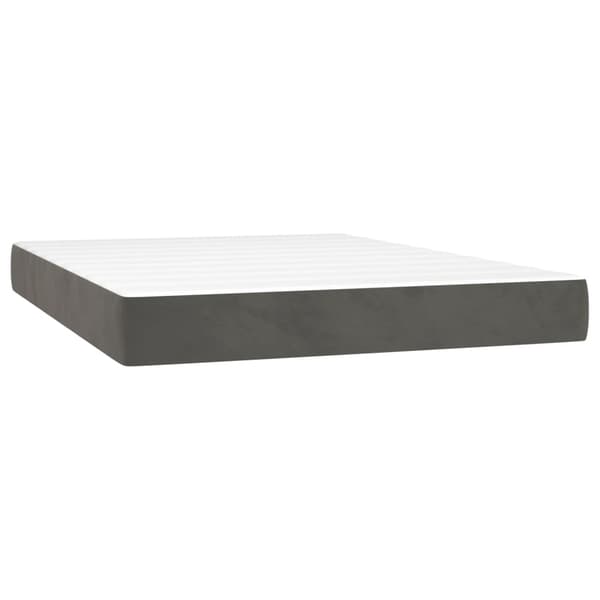 Ramsäng med madrass mörkgrå 140x190 cm sammet