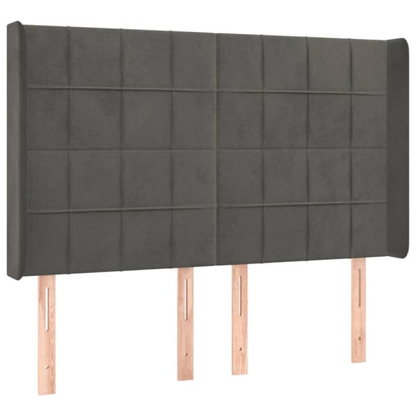 Ramsäng med madrass & LED mörkgrå 140x190 cm sammet