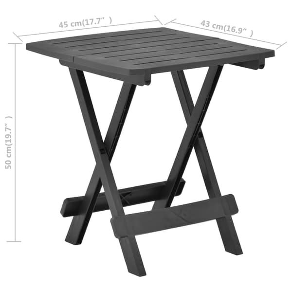 Hopfällbart trädgårdsbord antracit 45x43x50 cm plast