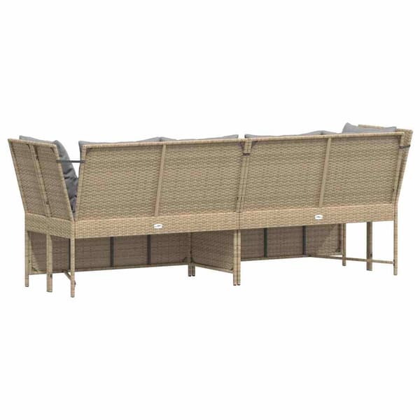Trädgårdssoffa med dynor beige konstrotting