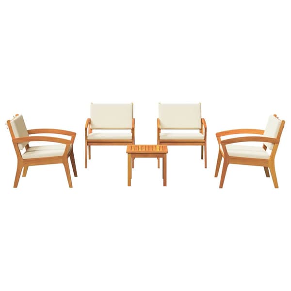 Bistroset med kudde 5 pcs Brun Polyester