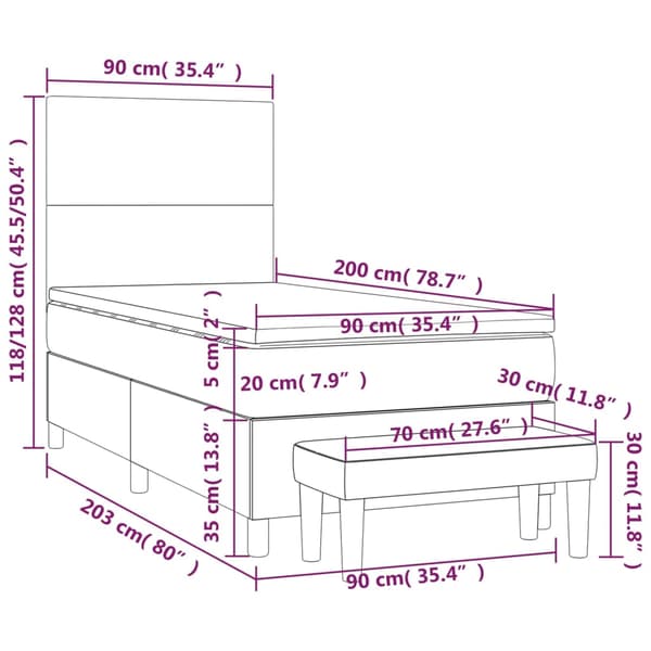 Ramsäng med madrass rosa 90x200 cm sammet