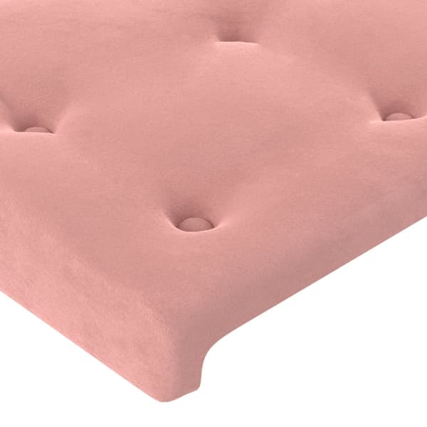 Sänggavel LED rosa 80x5x118/128 cm sammet