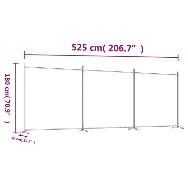 Rumsavdelare 3 paneler brun 525x180 cm tyg