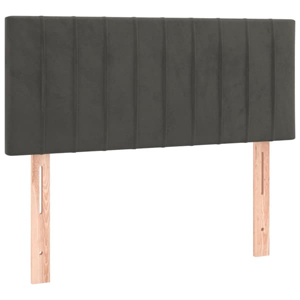 Ramsäng med madrass mörkgrå 90x190 cm sammet
