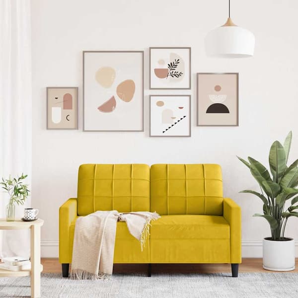 2-sitssoffa gul 120 cm sammet