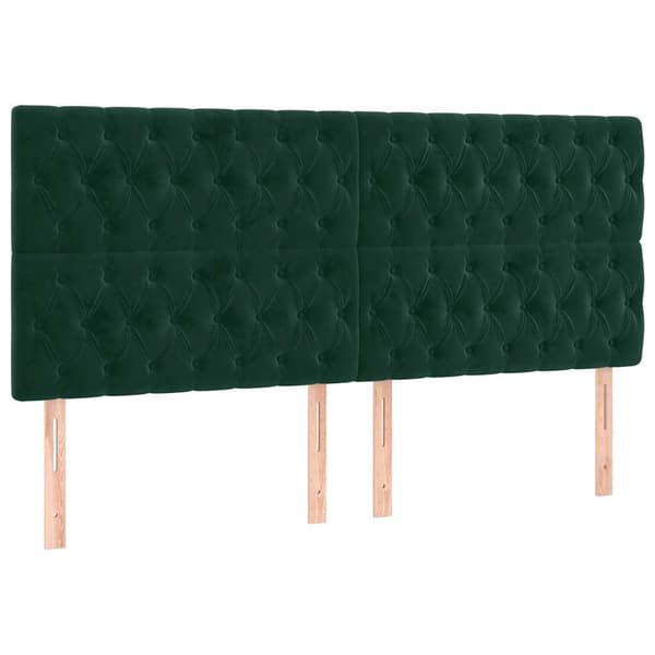 Sänggavel mörkgrön 200x7x118/128 cm sammet