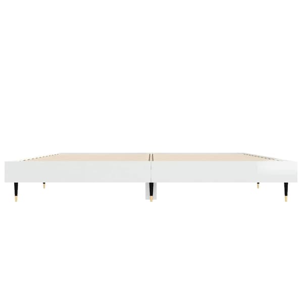 Sängram vit högglans 135x190 cm konstruerat trä