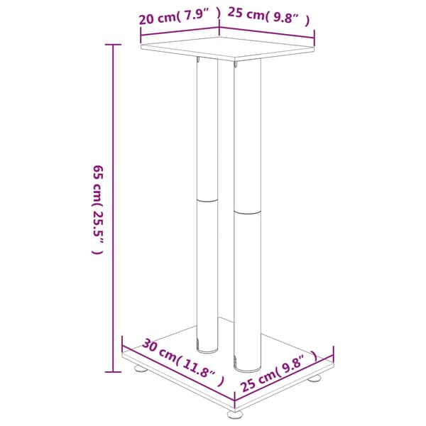 Högtalarstativ 2 st härdat glas 2-pelarmodell svart & silver