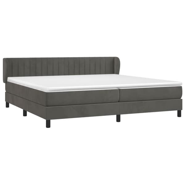 Ramsäng med madrass mörkgrå 200x200 cm sammet