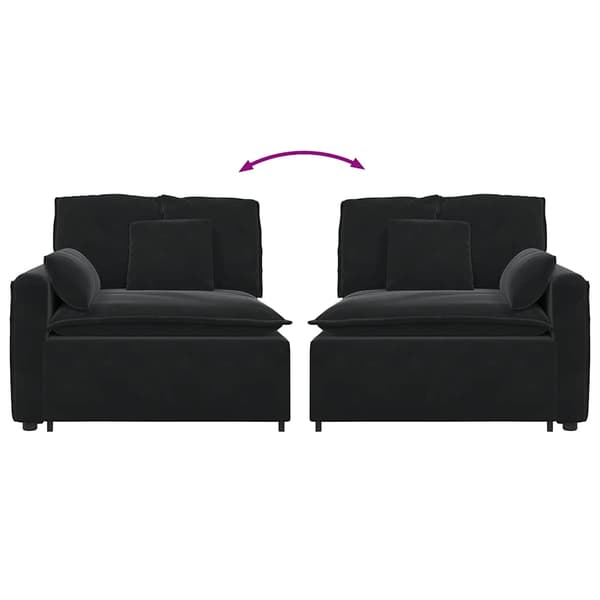 Modulär soffa armstödsändmodul med dynor svart 100 cm