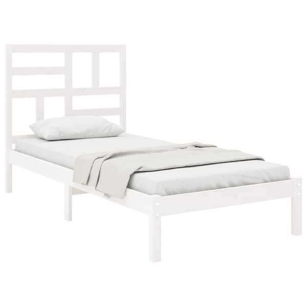 Sängram vit massivt trä 75x190 cm