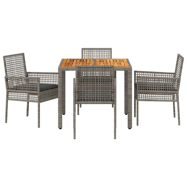 Trädgårdsmöbelset 5 pcs Grå konstrotting