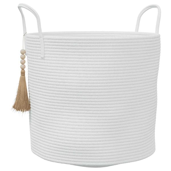 Förvaringskorg vit Ø40x35 cm bomull