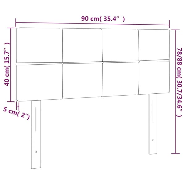 Sänggavel ljusgrå 90x5x78/88 cm sammet