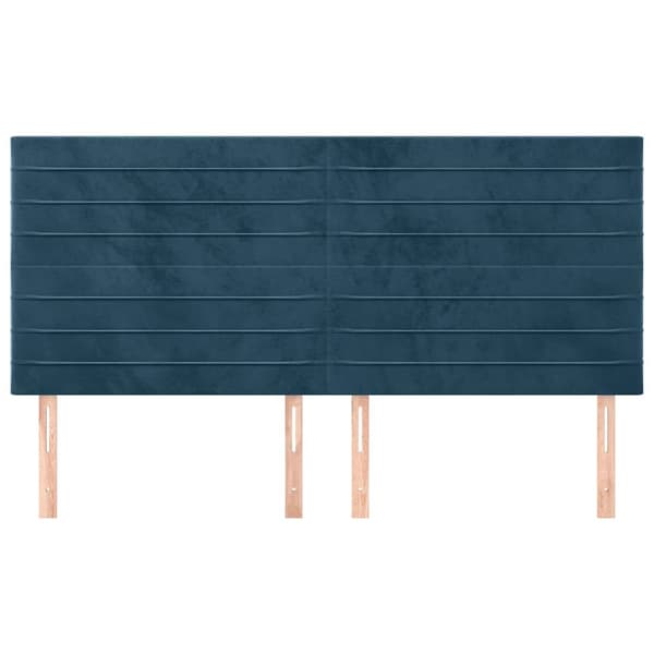 Sänggavel mörkblå 180x5x118/128 cm sammet
